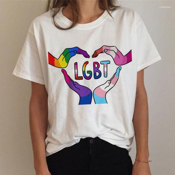 

women's t shirts lgbt ladies gay t-shirt lesbian pride rainbow harajuku ulzzang funny 90s graphic love is tee female, White