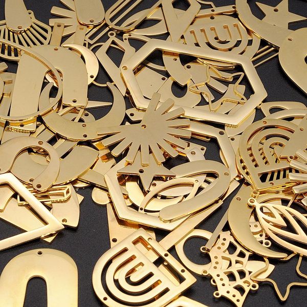 

other 50pcs/lot mix designs stainless steel geometric diy jewelry charms connector wholesale factory price bracelet making charm