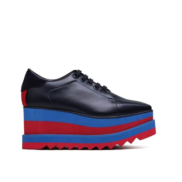 

new stella mcartney elyse star platform oxford women shoes with platform black leather white sole 08