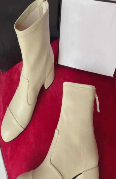 

early autumn and winter 2022 new british style elastic slim women039s back zipper versatile small mid heel round toe short boot5602317, Black