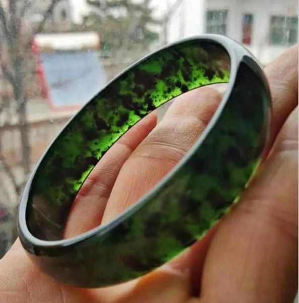 

5662mm natural dark green jade handmade jade bracelet01239497300, Black