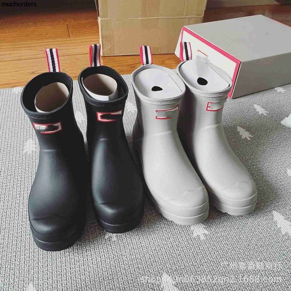

high version h series short tube rain boots spring/summer rainy season 2023 original label letter anti slip rain shoes women's shoes, Black