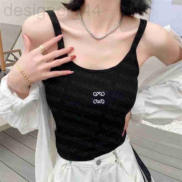 

women's tanks & camis designer design embroidered womens knitted vest summer gym yoga knitting t shirt tank jd7v, White