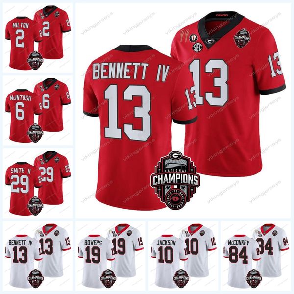 

uga georgia football jersey 2023 national champions jersey stetson bennett iv milton kenny mcintosh edwards ladd mcconkey mitchell starks br, Black
