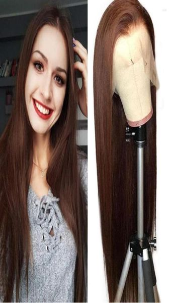 

brown color straight lace front with baby hair glueless cosplay for women heat resistant synthetic fiber5436969, Black;brown
