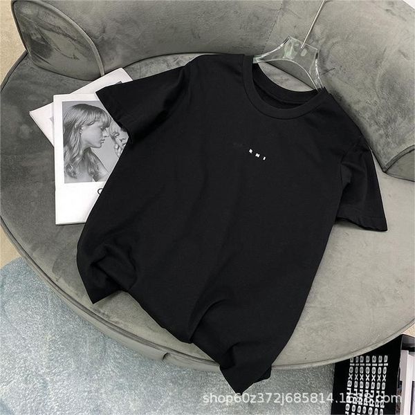 

2023 new letter printed sleeve round neck pullover loose short t-shirt men and women same style, White;black