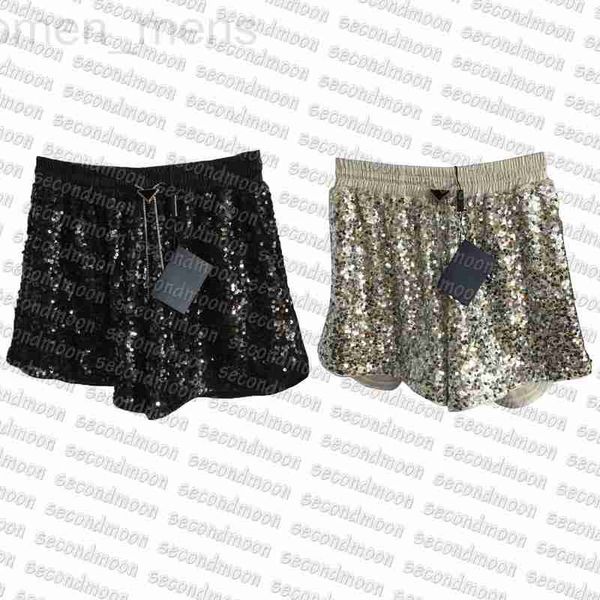 

women's pants & capris designer shiny sequin short pantmetal badge shorts summer party elastic waist sequins 1dtn, Black;white