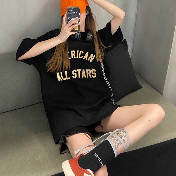 

men's t-shirts fashion ess designer feel of god fog season 7 main line henry collar flocking letter loose fashion brand high street sho, White;black