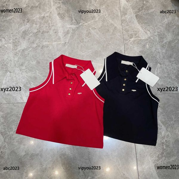 

designer camis women knits sleeveless tees single breasted lapel t shirts size s-l fashion new arrival may08, White