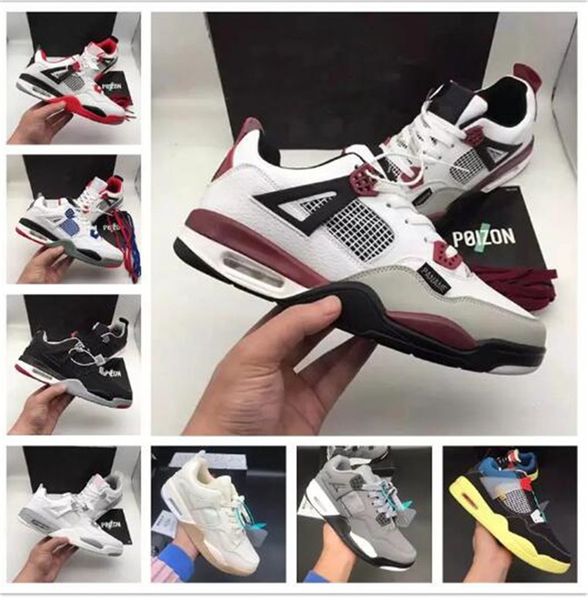 

2023 basketball shoes mens trainers sports sneakers white cement cactus jack neon court purple bred jumpman 4 4s men womens 36-44