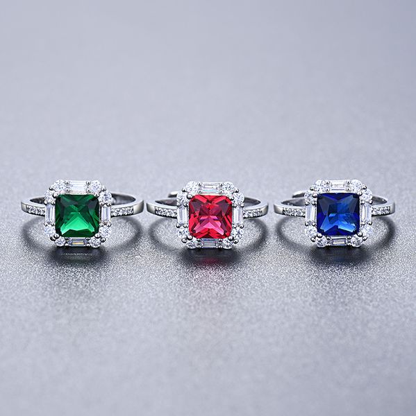 

vintage fashion women rings with 7mm cushion cut cubic zirconia, Silver
