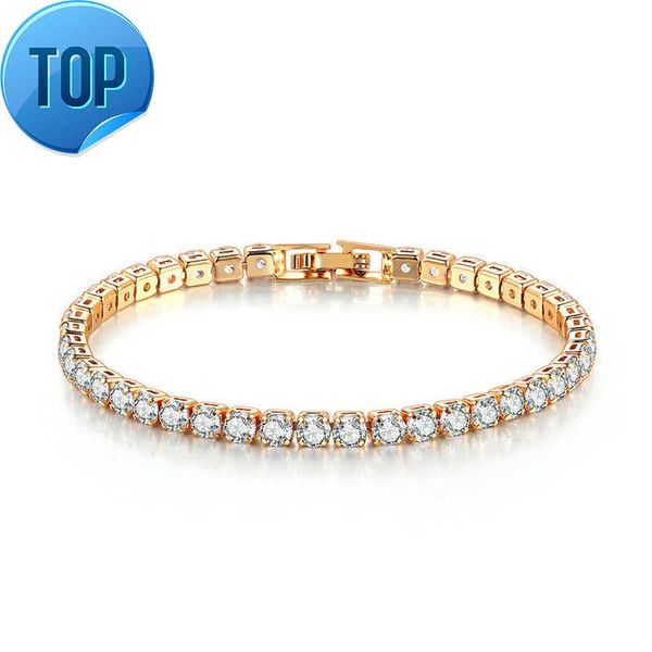 

wholesale 18k white gold copper chain cubic zirconia women diamond tennis bracelet, Silver