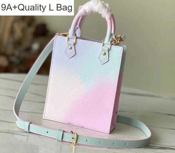 

2023 new 9a l bag bags m81341 14cm petit sac plat tote sunset pastel momogran coated canvas shoulder handbags purses for women dust bag, Black