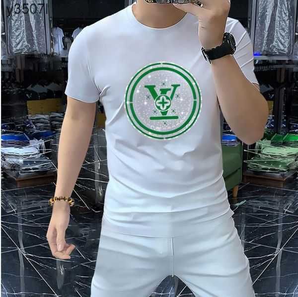 

men's t-shirts european goods diamond mercerized cotton short-sleeved t-shirt men tide brand trend 2021 summer new men's compassio, White;black