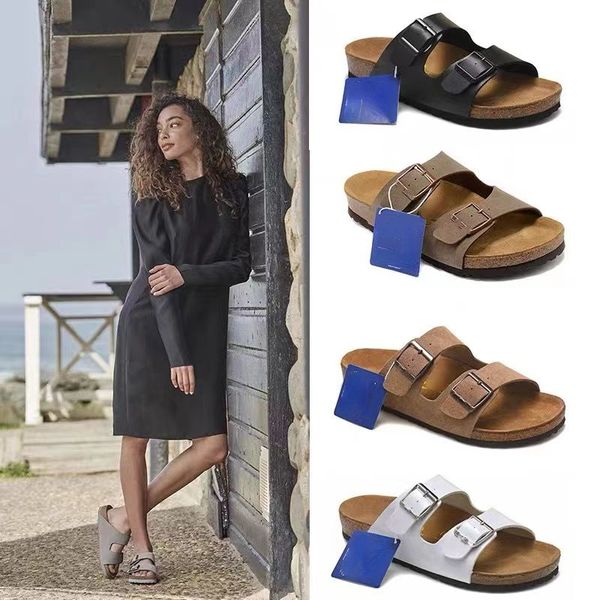 

sandals with box designer boston clog slippers op23 famous women's men's slides summer cork sandals fashion flat luxury slide sand, Black