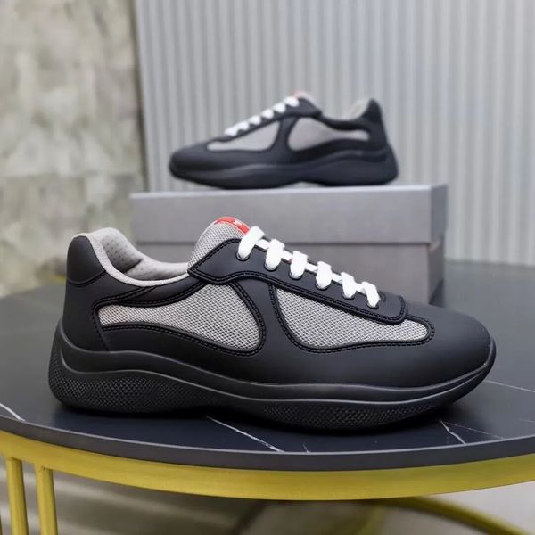 

perfect nice men americas cup sneakers shoes breathable mesh soft rubber bike fabric man trainers technical calfskin casual walking blue bla, Black