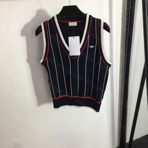 

23ss womens designer clothing womens knits v-neck bump color striped cashmere knitted vest vest vest womens clothes, White