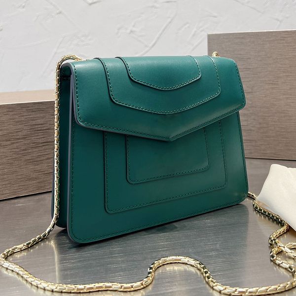 

shoulder underarm bag chain handbags snakehead crossbody bags messenger women metal chains genuine leather plain flip handbag purse removabl