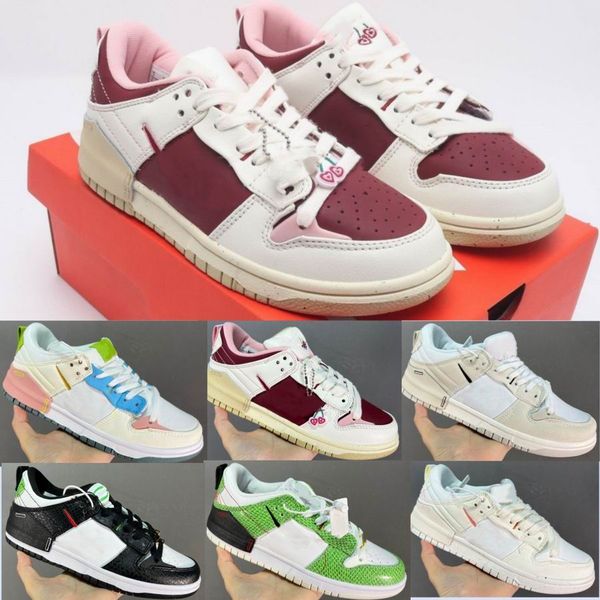 

dunks disrupt 2 valentine's day double hook basketball shoes white red pink burgundy mens womens black green beige sports sneakers gold