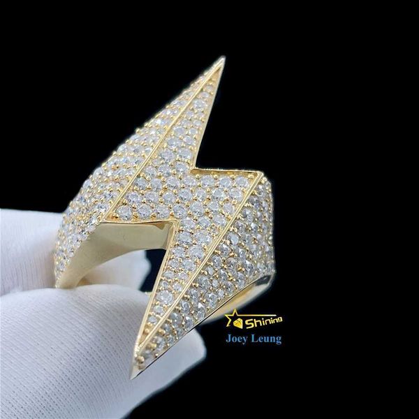 

moissanite hip hop jewelry 925 silver lab diamond moissanite lightening fully iced out ring