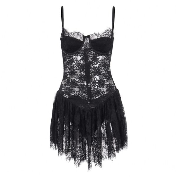 

basic & casual dresses spring/summer new popular women's dress lace perspective short back dress, White;black