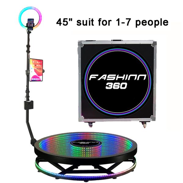 

fashinn360 45inch 360 p booth machine for parties with ring light,logo customization,1-7 people stand on remote control automatic 360 spin c