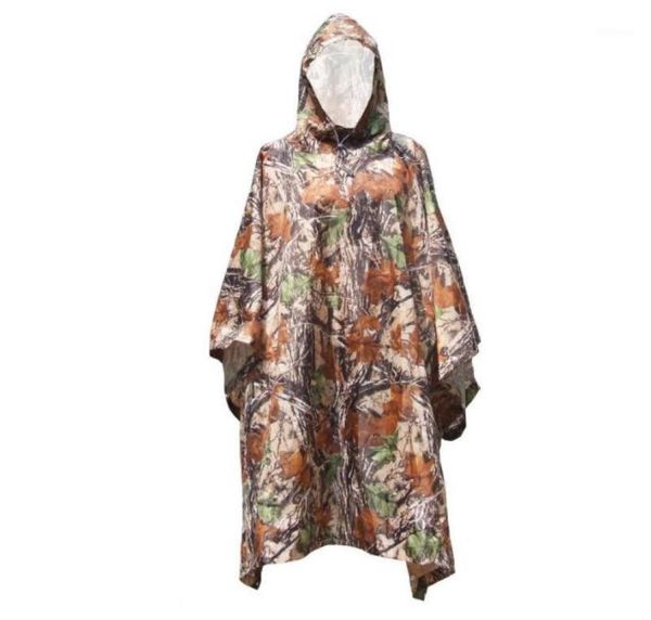 

hunting jackets 2022 190t nylon lightweight camo waterproof hooded long raincoat poncho coats camping tarp1825193, Camo;black