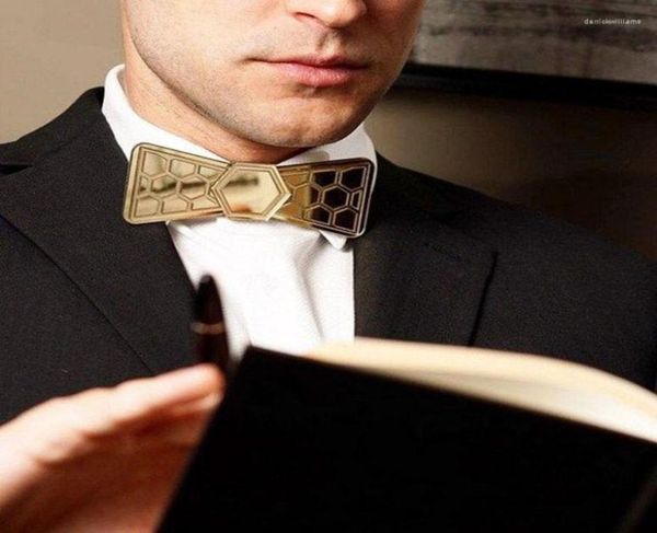 

bow ties men gift 6 colors fashion tie shining necktie 3d laser hexagon embossing wedding groom red black blue7657270, Black;gray