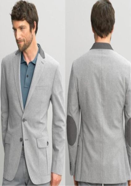 

side vent two buttons light grey wedding groom tuxedos notch lapel groomsmen mens dinner blazer suits jacketpantstie 259633897, Black;gray