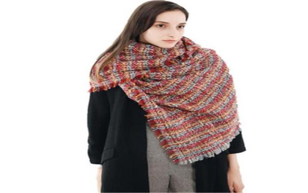 

fashion woman scarf acrylic shawl lady oversize warm blanket chequer scarves gift bandanas9668168, Blue;gray