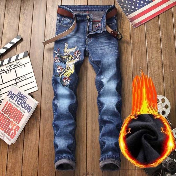 

denim designer hole jeans ripped for men size 28-38 40 autumn winter plus velvet hip hop punk streetwear trousers73yg0s4d, Blue