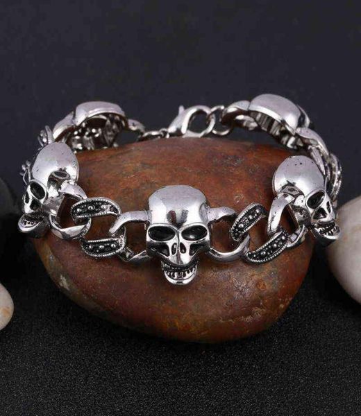 

zoshi silver color men039s steel biker man skull charms bracelet chain factory bracelets bangles4909052, Golden;silver