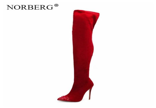 

fashion over the knee boots suede shoes fhigh heel boots 12cm pointed winter boots womenhigh heels 2105071047264, Black