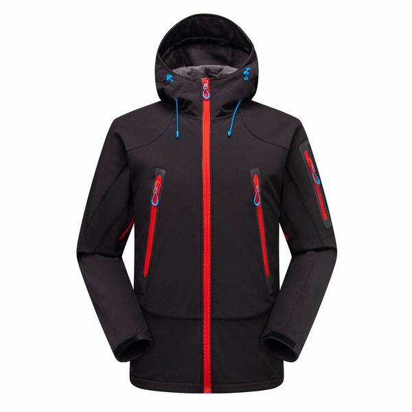 

sell outdoor sportwear hoodie jacket skiing warm fleece climbing outerwear waterproof coat men's fishing camping coat soft shell 1460, Black;brown