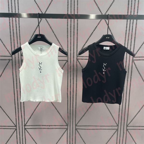 

women knitted tanks embroidery letter slim short vest outdoor breathable sport vests, White