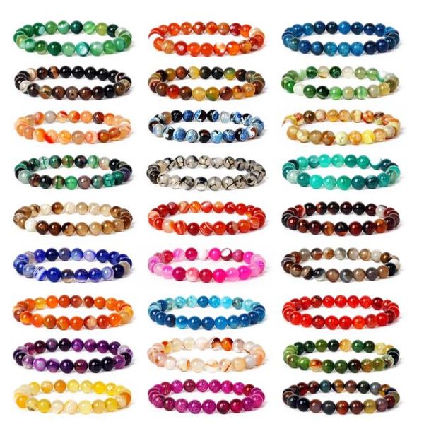 

women nature original 8mm veins stripe agate chakra stone beads bracelet men yoga healing reiki jewelry, Black