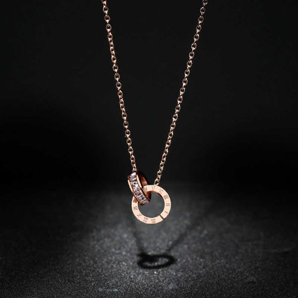 

necklaces classic design famous brand roman numerals pendant titanium steel necklace luxury jewelry women's g220524, Silver