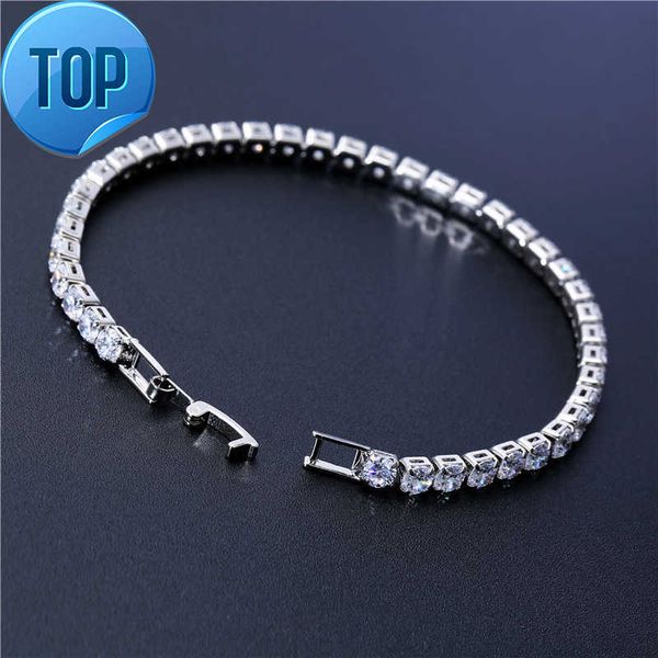 

luxury 4mm cubic zirconia tennis bracelets iced out chain crystal wedding bracelet for women men gold silver color bracelet