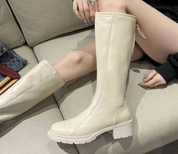 

boots dress shoes women039s round toe 2023 rubber ladies large size ytmtloy knee high square heel botas de mujer winter sh3536447, Black