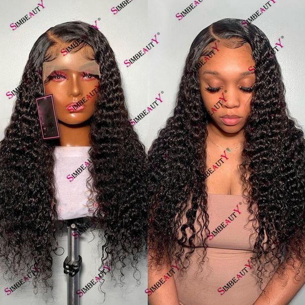 

indian remy hair water wave side part human hair 360 hd lace frontal wig with baby hair raw hair glueless transparent full lace women wig 20, Black