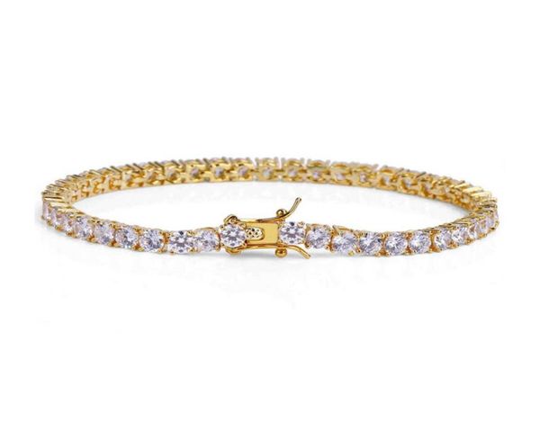 

luxury 3mm5mm cz crystal tennis bracelets hip hop iced out gold silvery color chain men039s bracelet for women men wedding jewe4966459, Black