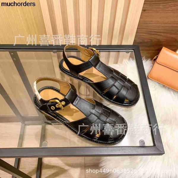 

high version asigo woven style sandals new spring summer 2023 fashion trend buckle up big toe toe hollowed out women's shoes, Black
