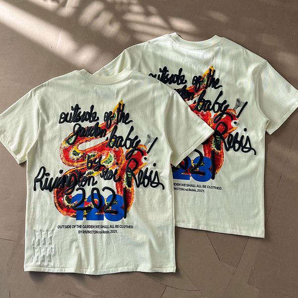 

designer men rrr123 rainbow snake vintage vintage foam print loose short sleeve t-shirt american fashion high street vintage style women, White;black