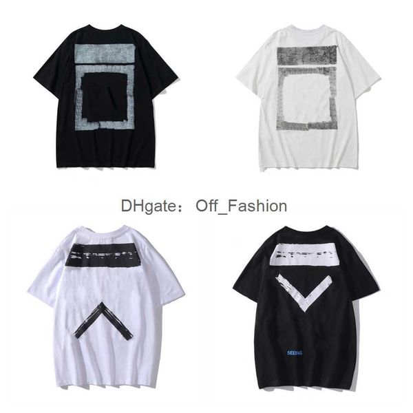 

summer mens t shirts men's t-shirts off t-shirts offs white yellow warning strip printing student couple loose short t-shirt fashion pr, White;black
