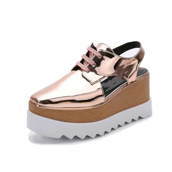 

star leather sandals square platform slope thick stella britt shoes women elyse brushed star slipper platform derbys wedge laceup fashion 11, Black