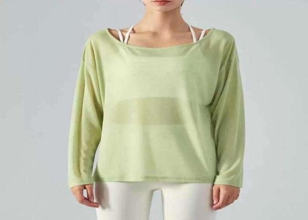 

off shoulder long sleeve yoga outfits gym clothes women breathable blouse tshirt summer light loose sports shirt1753163, White;red