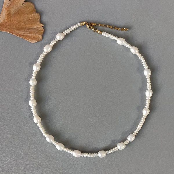 

necklaces exquisite fashion natural freshwater pearl necklace handmade simple versatile choker for women party jewelry accessories 2020, Silver