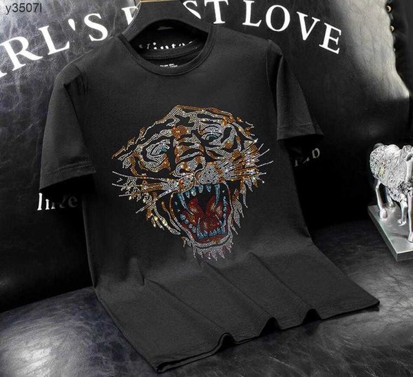 

european station heavy industry drill t-shirt men's short-sleeved tide brand summer and american ice silk half-sleeved body ilvj, White;black