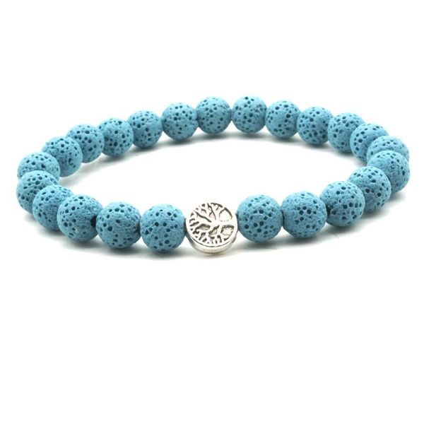 

bangle 10pcs tree of life 8mm colorful black lava stone beads diy aromatherapy essential oil diffuser bracelet yoga strand jewelry