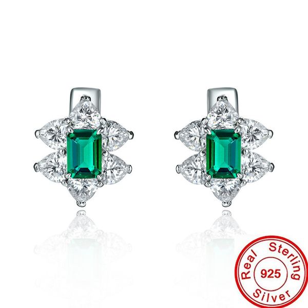 

elegant emerald diamond stud earring 925 sterling silver engagement wedding earrings for women bridal statement party jewelry